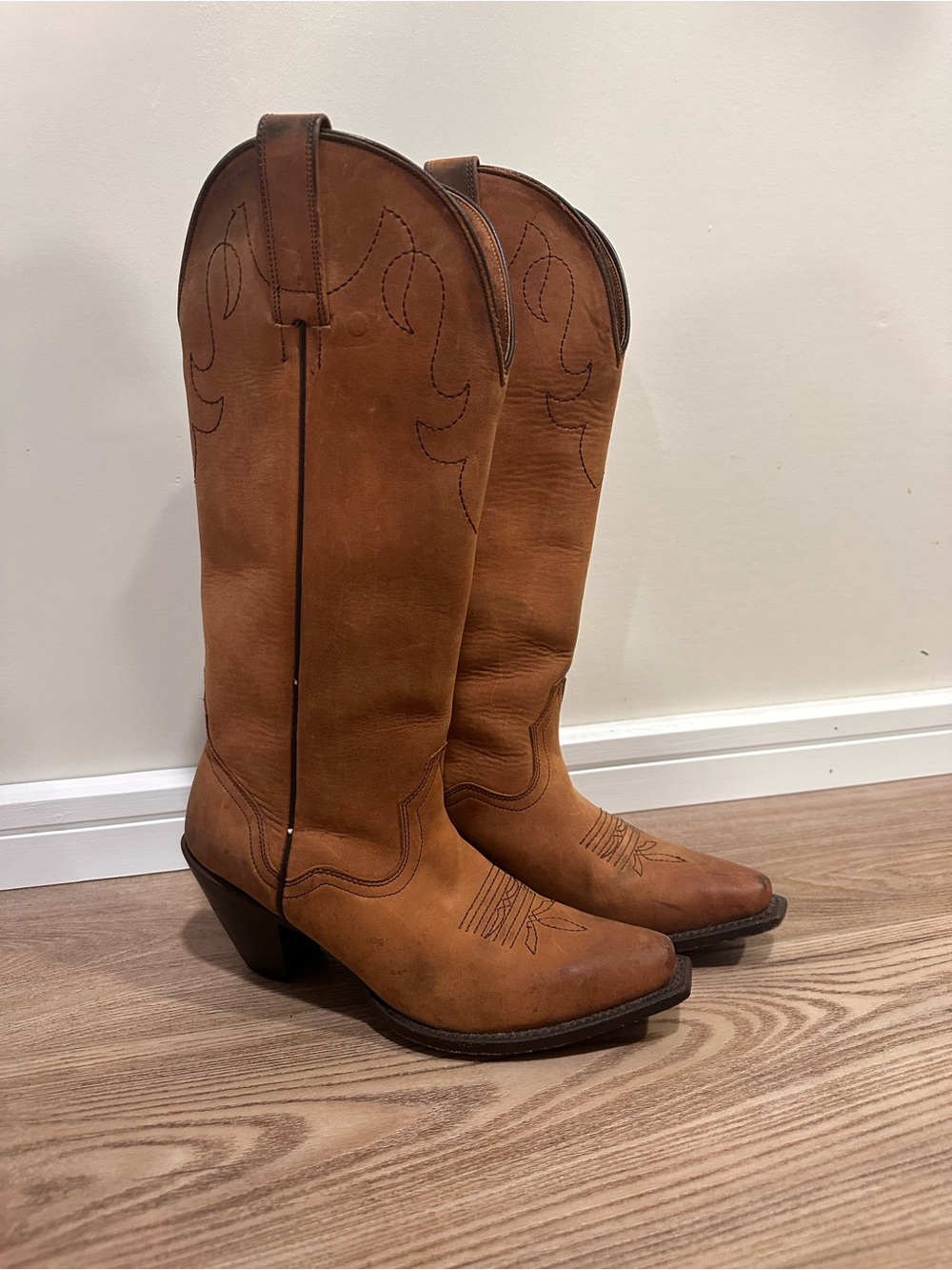 Women's Tall Western Cowboy Boots - Brown Leather